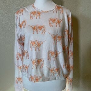 No Brand Cow Print Cropped Style Long Sleeve Women's T-shirt Size M